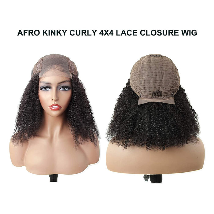 Afro Kinky Curly Wig - 5x5 Lace Closure - Premium Human Hair - Natural Look & Luxurious Volume - Perfect for Bold & Defined Curls - Comfortable Fit for Everyday Wear & Special Events