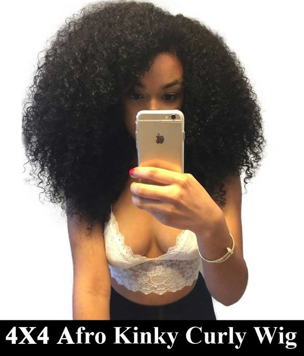 Afro Kinky Curly Wig - 5x5 Lace Closure - Premium Human Hair - Natural Look & Luxurious Volume - Perfect for Bold & Defined Curls - Comfortable Fit for Everyday Wear & Special Events