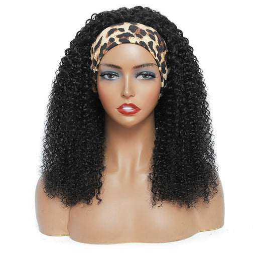 Kinky Curly Human Hair Scarf Wig - 100% Real Human Hair - Adjustable & Comfortable Fit - Easy to Wear & Style