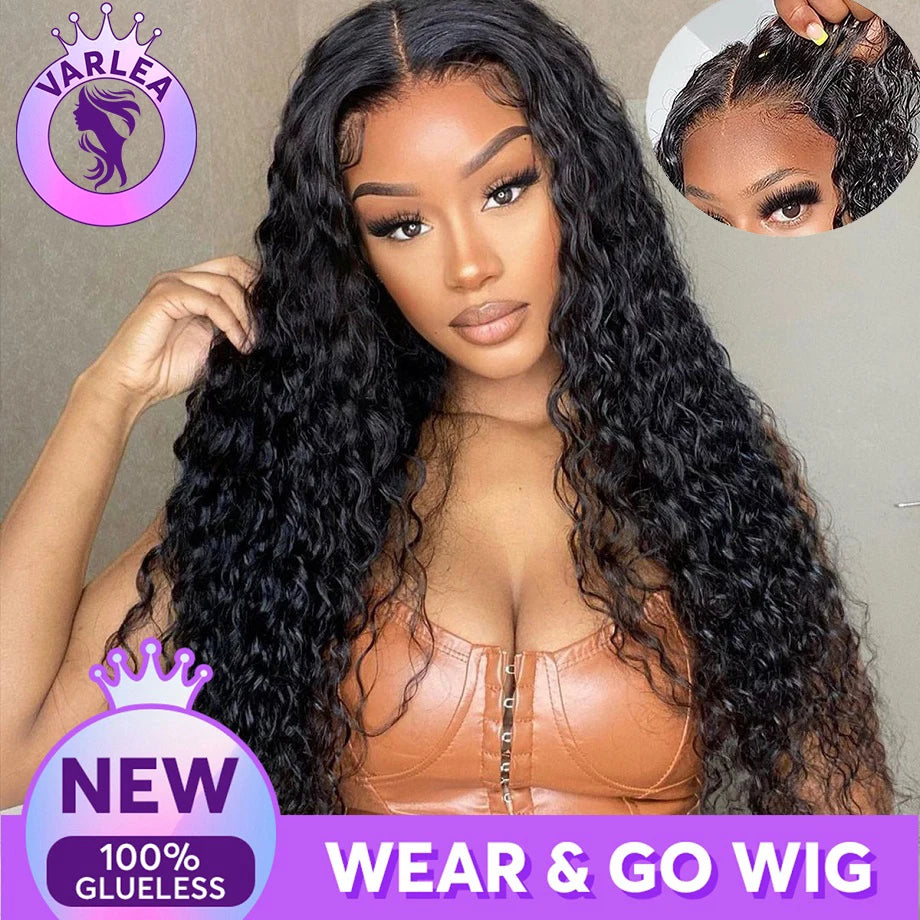 Glueless Human Hair Curly Wig - 4x4 Closure & 5x5 Pre-Cut Transparent HD Lace - Wear & Go Brazilian Wig - Natural Look & Comfortable Fit - Perfect for Daily Use & Special Occasions