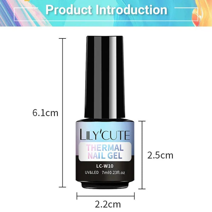 LILYCUTE Thermal Gel Nail Polish - Easy Application, Long Lasting & Quick Drying Formula - Perfect for DIY Nail Art at Home or Professional Use | 7ml