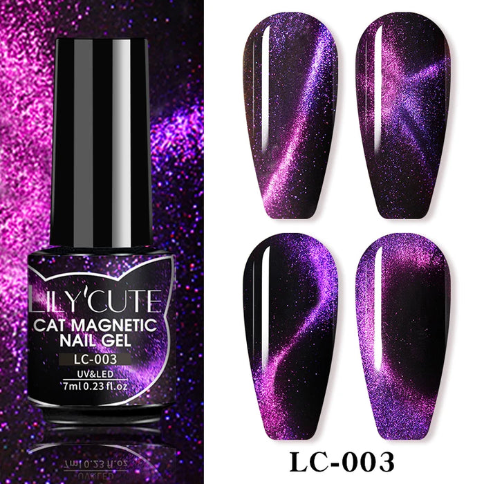 LILYCUTE Magnetic Gel Polish Set - Semi Permanent & Long Lasting Nail Art Collection - Easy Application & Salon-Quality Finish