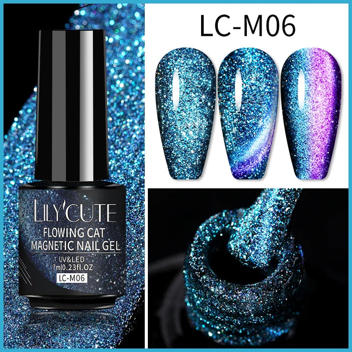 LILYCUTE Magnetic Gel Polish Set - Semi Permanent & Long Lasting Nail Art Collection - Easy Application & Salon-Quality Finish