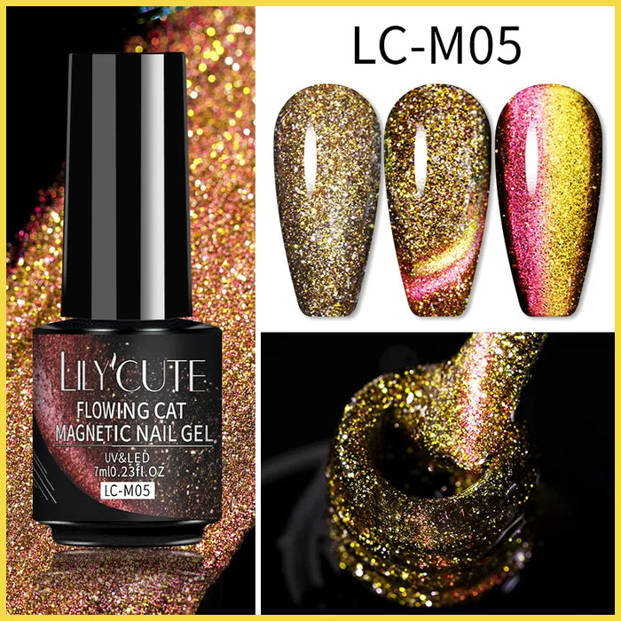 LILYCUTE Magnetic Gel Polish Set - Semi Permanent & Long Lasting Nail Art Collection - Easy Application & Salon-Quality Finish