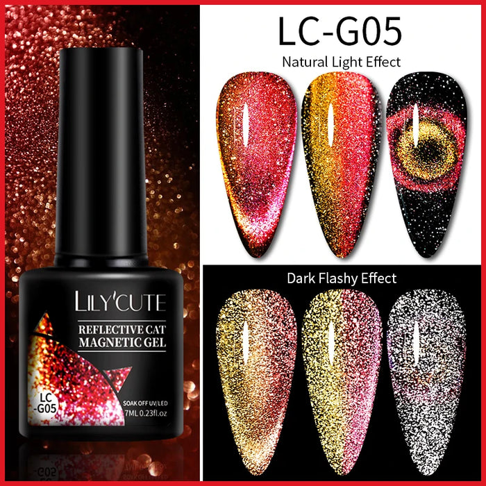 LILYCUTE Magnetic Gel Polish Set - Semi Permanent & Long Lasting Nail Art Collection - Easy Application & Salon-Quality Finish