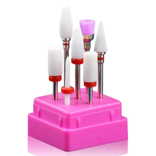 Ceramic Nail Drill Bits Set - Professional Quality Nail Tools for Gel Polish & Nail Art - Durable & Efficient Precision Tools for Smooth Filing & Shaping - Perfect for Home & Salon Use | 7 Pcs