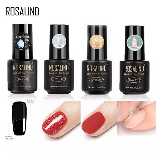 ROSALIND Laser Top Coat Base for Nails - Premium Gel Polish Hybrid Formula - Long-Lasting Shine & Durability - Ideal for Professional Nail Art & Home Use