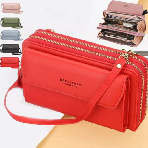 Clutch Wallet for Women - Long & Spacious Large Card Purse with Multiple Compartments - Stylish & Functional Shoulder Bag - Perfect for Organizing Cash, Cards & Essentials | Red