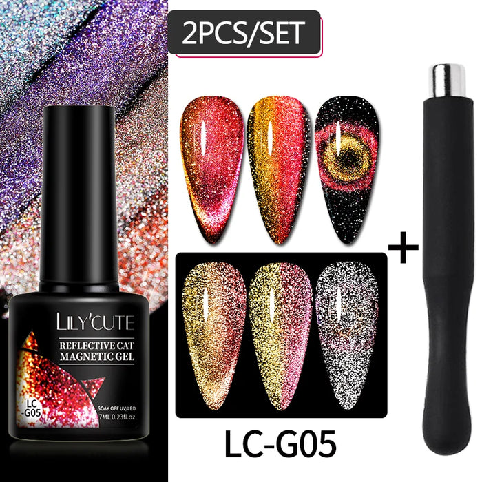 LILYCUTE Magnetic Gel Polish Set - Semi Permanent & Long Lasting Nail Art Collection - Easy Application & Salon-Quality Finish