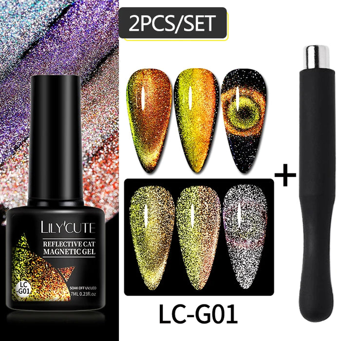 LILYCUTE Magnetic Gel Polish Set - Semi Permanent & Long Lasting Nail Art Collection - Easy Application & Salon-Quality Finish