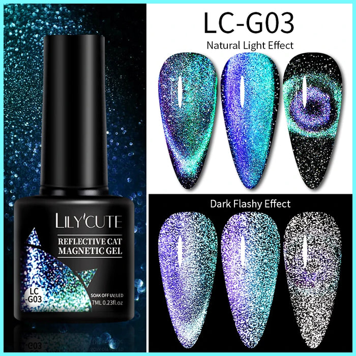 LILYCUTE Magnetic Gel Polish Set - Semi Permanent & Long Lasting Nail Art Collection - Easy Application & Salon-Quality Finish