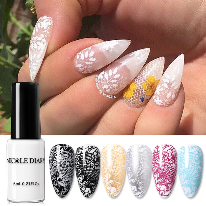 NICOLE DIARY Stamping Nail Polish Black White