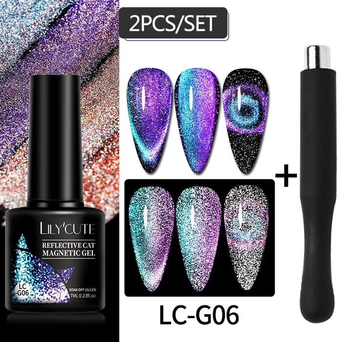 LILYCUTE Magnetic Gel Polish Set - Semi Permanent & Long Lasting Nail Art Collection - Easy Application & Salon-Quality Finish