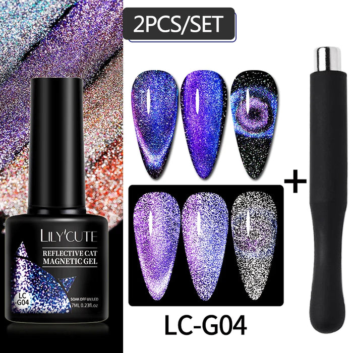 LILYCUTE Magnetic Gel Polish Set - Semi Permanent & Long Lasting Nail Art Collection - Easy Application & Salon-Quality Finish