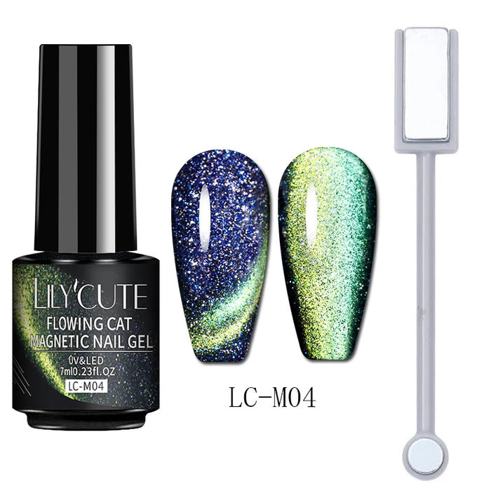 LILYCUTE Magnetic Gel Polish Set - Semi Permanent & Long Lasting Nail Art Collection - Easy Application & Salon-Quality Finish