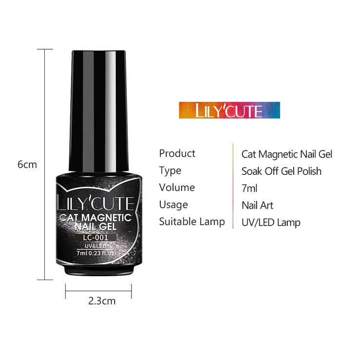 LILYCUTE Magnetic Gel Polish Set - Semi Permanent & Long Lasting Nail Art Collection - Easy Application & Salon-Quality Finish