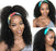 Headband Wig Kinky Curly Human Hair Scarf Wig - 100% Real Human Hair - Adjustable & Comfortable Fit - Easy to Wear & Style