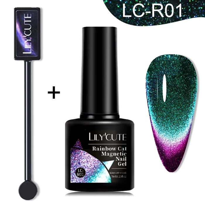 LILYCUTE Magnetic Gel Polish Set - Semi Permanent & Long Lasting Nail Art Collection - Easy Application & Salon-Quality Finish