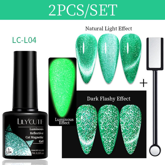 LILYCUTE Magnetic Gel Polish Set - Semi Permanent & Long Lasting Nail Art Collection - Easy Application & Salon-Quality Finish