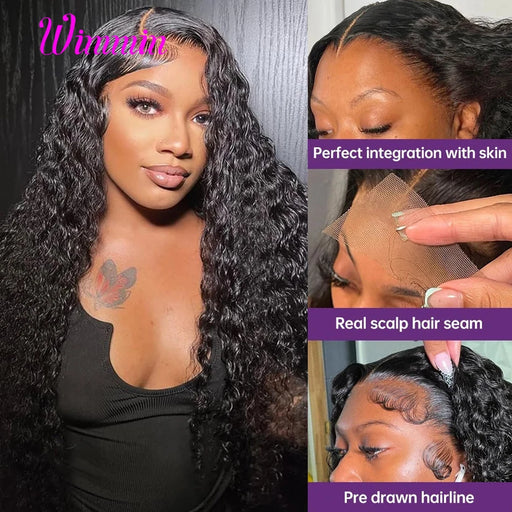 Human Hair Glueless Deep Wave Wig - Pre-Plucked for Natural Look & Easy Styling - Lightweight, Comfortable Fit & Versatile Styling Options