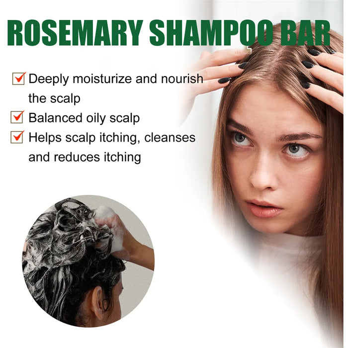 Handmade Hair Growth Shampoo Soap - Natural & Organic Ingredients - Reduces Breakage & Promotes Healthy Scalp - Rosemary Shampoo Bar for All Hair Types