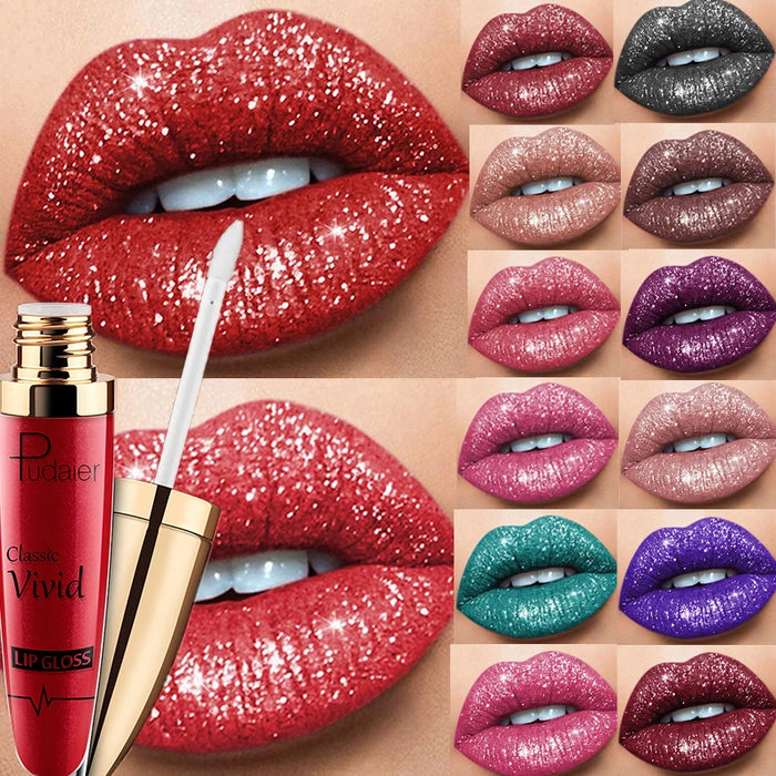 Glitter Liquid Lipstick - Shimmer & Shine Finish - Long Lasting, High-Pigment, & Waterproof - Easy Application & Comfortable Wear - Perfect for All Occasions | 15 Colors