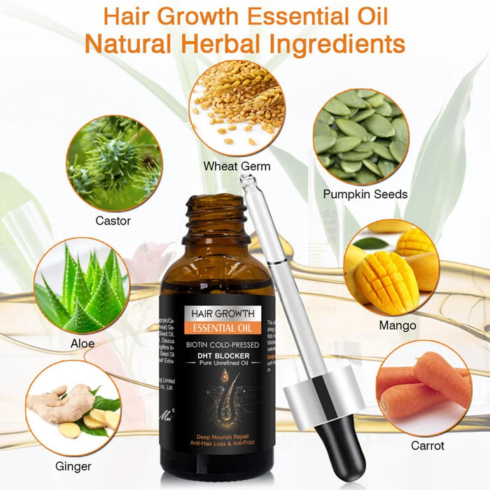 Hair Growth Essential Oil Biotin Cold-Pressed