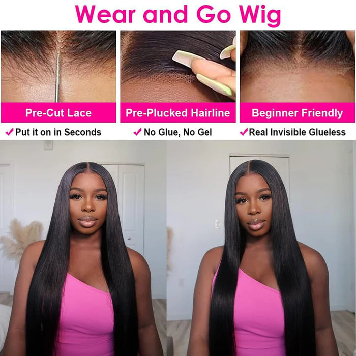 Brazilian Straight Lace Frontal Wig - 100% Human Hair - Natural Look & Comfortable Fit & Easy to Style - Perfect for Everyday Wear & Special Occasions