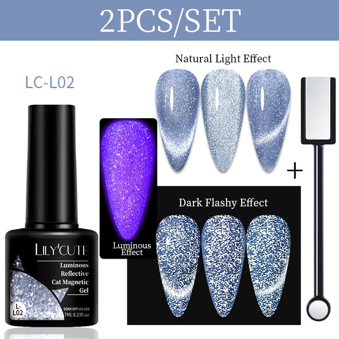 LILYCUTE Magnetic Gel Polish Set - Semi Permanent & Long Lasting Nail Art Collection - Easy Application & Salon-Quality Finish