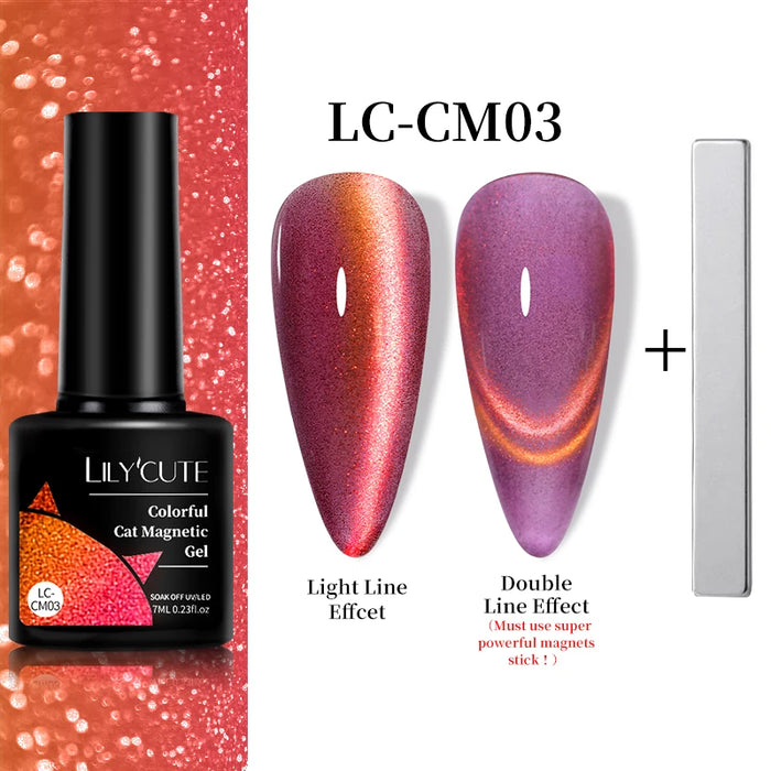 LILYCUTE Magnetic Gel Polish Set - Semi Permanent & Long Lasting Nail Art Collection - Easy Application & Salon-Quality Finish