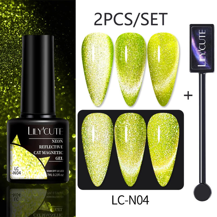 LILYCUTE Magnetic Gel Polish Set - Semi Permanent & Long Lasting Nail Art Collection - Easy Application & Salon-Quality Finish