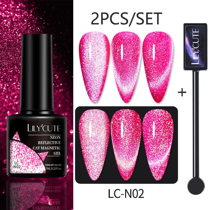 LILYCUTE Magnetic Gel Polish Set - Semi Permanent & Long Lasting Nail Art Collection - Easy Application & Salon-Quality Finish