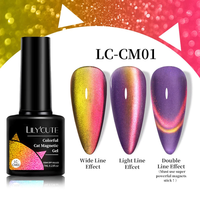 LILYCUTE Magnetic Gel Polish Set - Semi Permanent & Long Lasting Nail Art Collection - Easy Application & Salon-Quality Finish