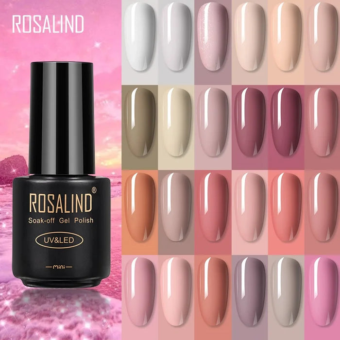 ROSALIND Nude Pink Nail Gel Polish - Quick-Drying, Easy Application & Long Lasting Shine - Perfect for Professional Nail Art & Home Use