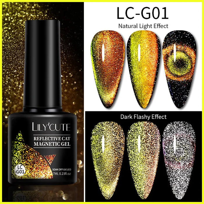 LILYCUTE Magnetic Gel Polish Set - Semi Permanent & Long Lasting Nail Art Collection - Easy Application & Salon-Quality Finish