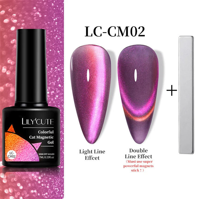 LILYCUTE Magnetic Gel Polish Set - Semi Permanent & Long Lasting Nail Art Collection - Easy Application & Salon-Quality Finish