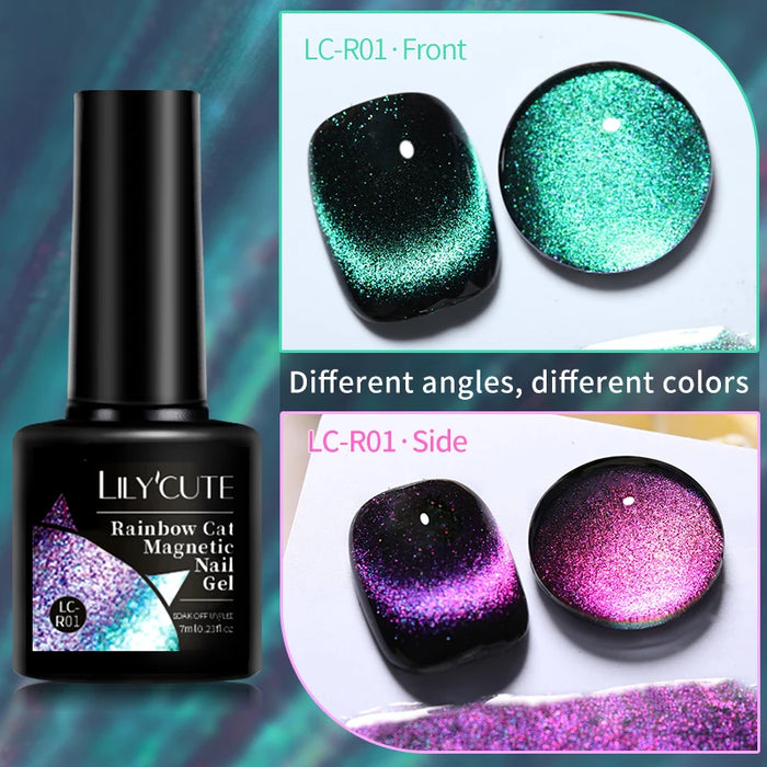 LILYCUTE Magnetic Gel Polish Set - Semi Permanent & Long Lasting Nail Art Collection - Easy Application & Salon-Quality Finish