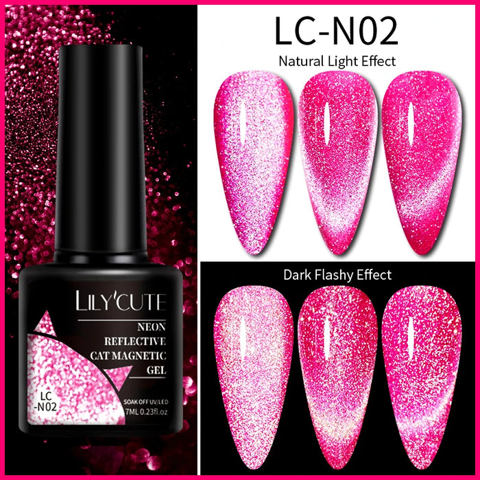 LILYCUTE Magnetic Gel Polish Set - Semi Permanent & Long Lasting Nail Art Collection - Easy Application & Salon-Quality Finish