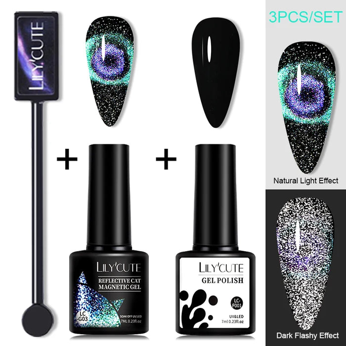 LILYCUTE Magnetic Gel Polish Set - Semi Permanent & Long Lasting Nail Art Collection - Easy Application & Salon-Quality Finish