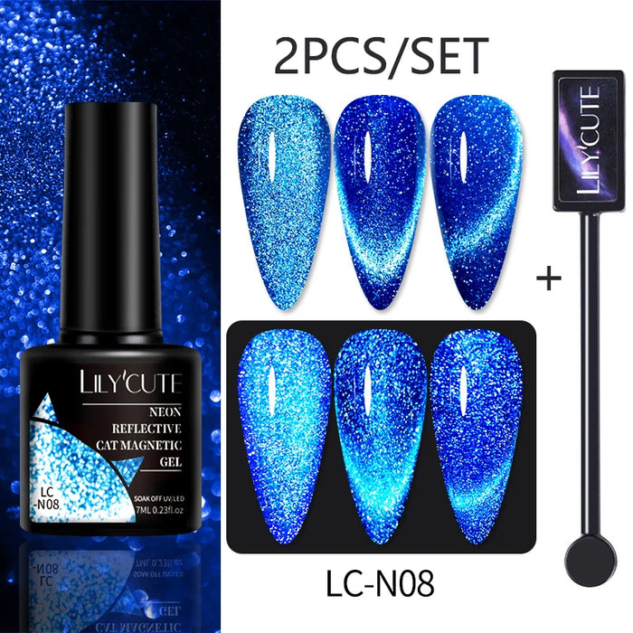 LILYCUTE Magnetic Gel Polish Set - Semi Permanent & Long Lasting Nail Art Collection - Easy Application & Salon-Quality Finish