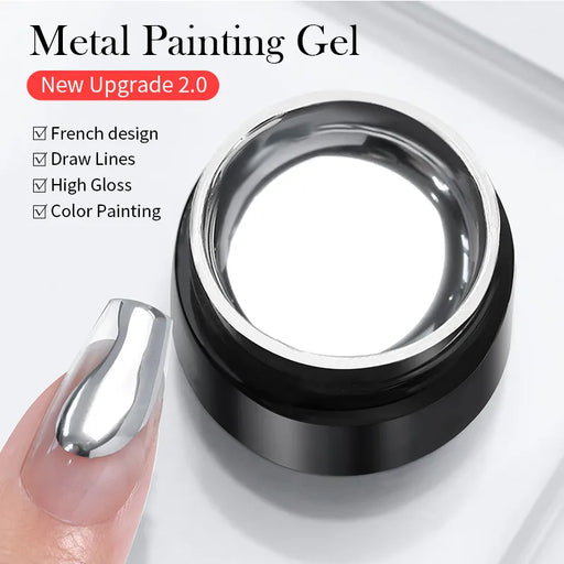 Metal Painting Gel Nail Polish Super Bright Silver