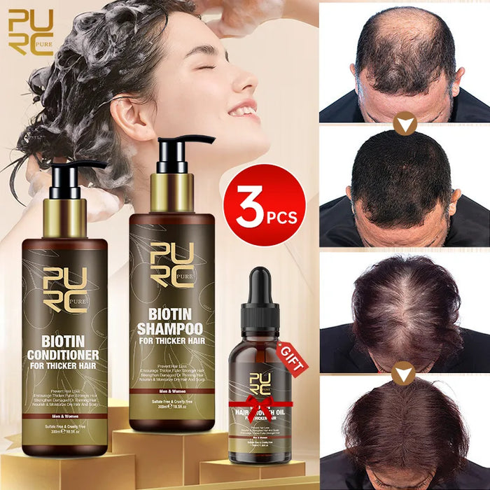 PURC Fast Hair Growth Products for Men - Biotin Infused Formula for Thicker Hair - Reduces Hair Loss & Stimulates Regrowth - Perfect for All Hair Types