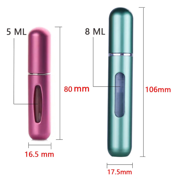 Portable Travel Mini Aluminum Perfume Container - Leak Proof, Lightweight & Reusable Perfume Spray Bottle - Sleek & Stylish Design for Easy Decanting