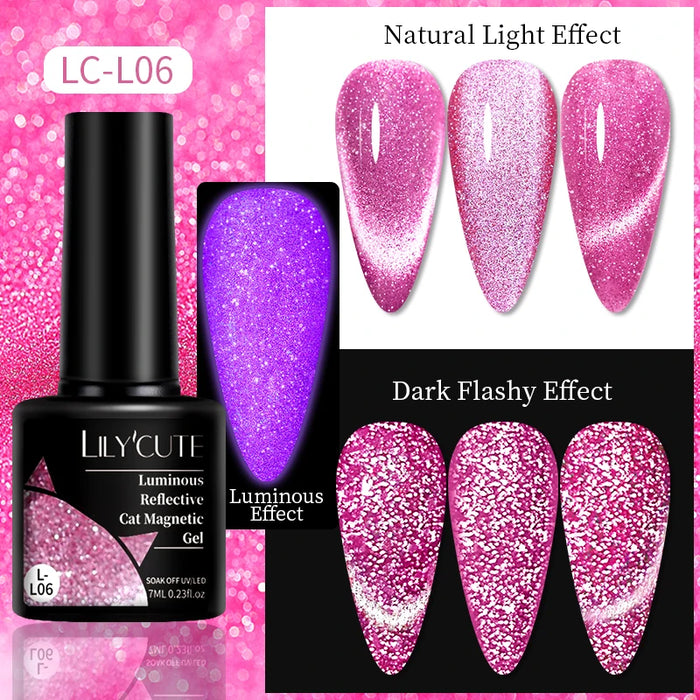 LILYCUTE Magnetic Gel Polish Set - Semi Permanent & Long Lasting Nail Art Collection - Easy Application & Salon-Quality Finish