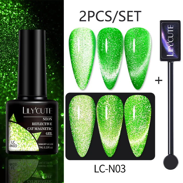 LILYCUTE Magnetic Gel Polish Set - Semi Permanent & Long Lasting Nail Art Collection - Easy Application & Salon-Quality Finish