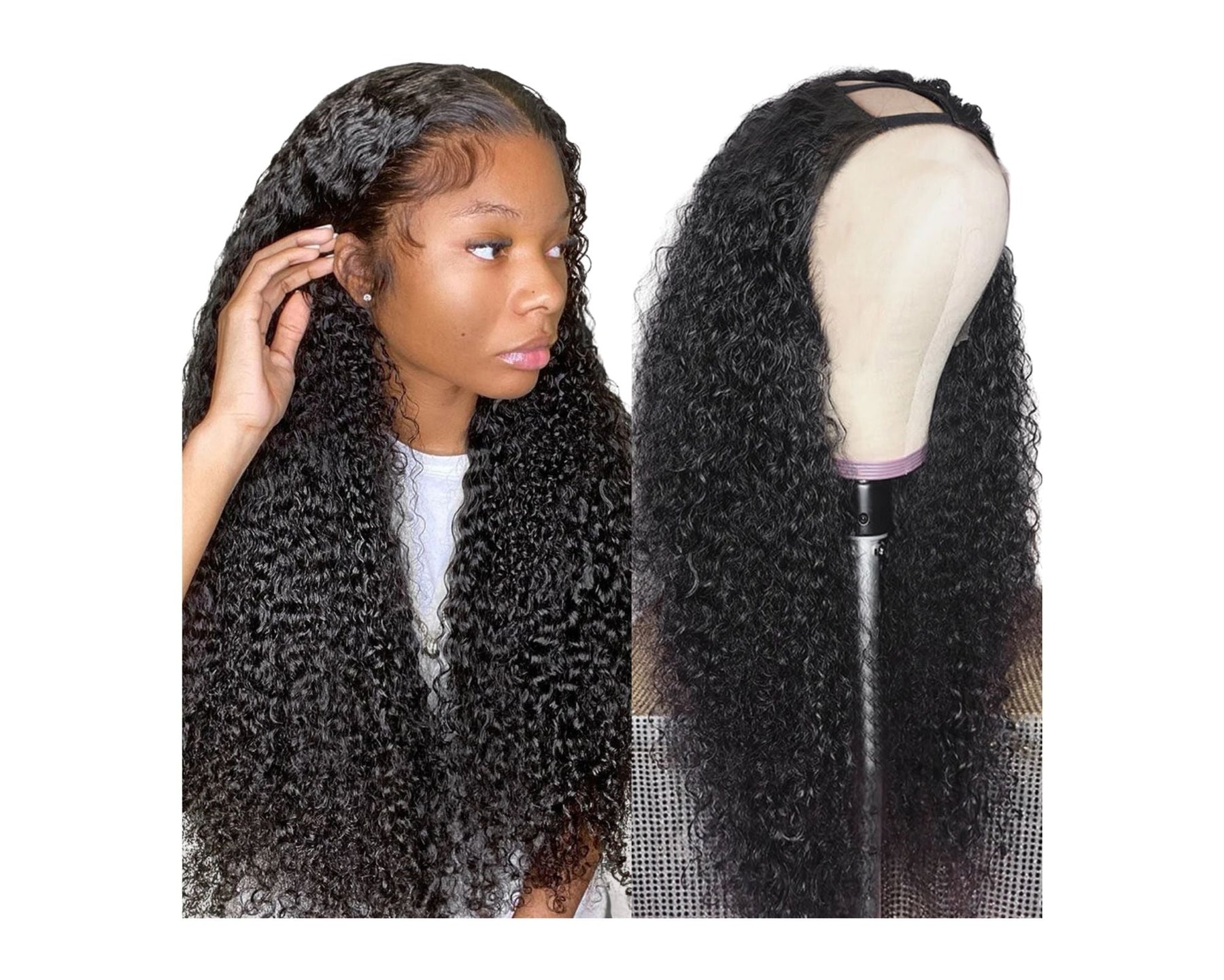 Curl Human Hair Wig for Black Women - Brazilian Remy Hair - Easy to Wear & Style - Comfortable & Secure Fit - Jerry Curly Human Hair Wig