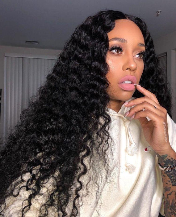 Transparent Lace Front Deep Wave Human Hair Wigs