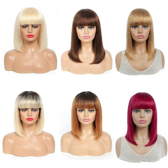 Short Bob Remy Straight Human Hair Wigs Wi