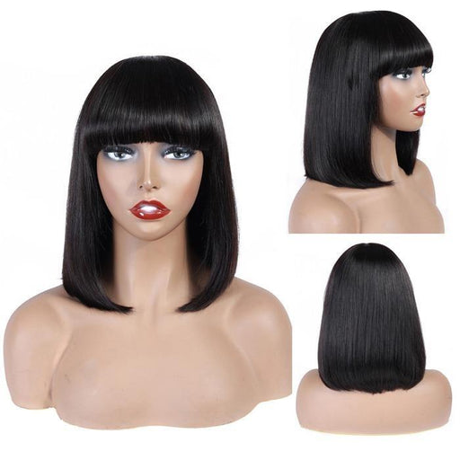 Short Wigs Human Hair Wigs with Bangs