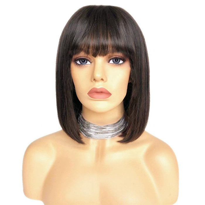 Short Wigs Human Hair Wigs with Bangs